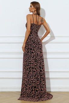 Leopard Print Mermaid Prom Dress with Slit
