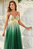 Load image into Gallery viewer, Green Gradient Spaghetti Straps A Line Prom Dress