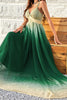 Load image into Gallery viewer, Green Gradient Spaghetti Straps A Line Prom Dress