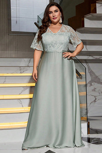 Grey Plus Size Mother of Bride Dress with Lace
