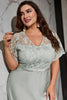 Load image into Gallery viewer, Grey Plus Size Mother of Bride Dress with Lace