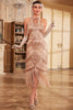 Load image into Gallery viewer, Champagne Glitter Halter Fringes 1920s Dress with Sleeveless