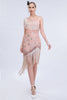Load image into Gallery viewer, Sparkly Blush Asymmetrical Sequins Fringed 1920s Dress with Accessories Set