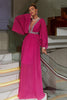 Load image into Gallery viewer, Hot Pink Deep V-neck Formal Dress