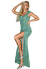 Load image into Gallery viewer, Green Mermaid Applique Floor-Length Prom Dress With Slit