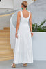 Load image into Gallery viewer, White A-Line Square Neck Long Prom Dress