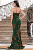 Load image into Gallery viewer, Dark Green Mermaid Halter Print Backless Prom Dress