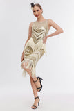 Sparkly Champagne Sequins Fringed 1920s Gatsby Dress