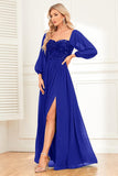 A-Line Dark Green Sequins Prom Dress with Sleeves