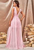 Load image into Gallery viewer, A-Line Pink Prom Dress with Slit