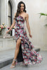 Load image into Gallery viewer, Black One Shoulder Flower Printed Party Dress with Slit