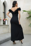 Black Off The Shoulder Prom Dress with Slit