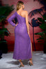 Load image into Gallery viewer, Sequins One Shoulder Purple Prom Dress with Fringes