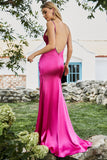 Mermaid Fuchsia Beaded Prom Dress with Slit