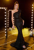 Load image into Gallery viewer, Mermaid Black One Shoulder Glitter Prom Dress