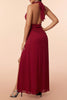 Load image into Gallery viewer, Burgundy Halter Ruffles Prom Dress with Slit
