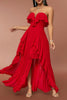 Load image into Gallery viewer, Red Strapless A Line Prom Dress with Ruffles