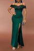 Load image into Gallery viewer, Dark Green Off the Shoulder Sparkly Prom Dress with Slit