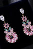 Load image into Gallery viewer, Pink Rhinestone Teardrop Dangle Earrings