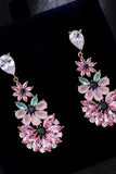 Pink Rhinestone Teardrop Dangle Earrings