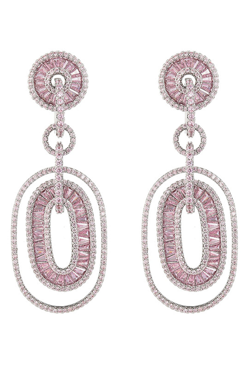 Load image into Gallery viewer, Pink Rhinestone Ring Drop Earrings