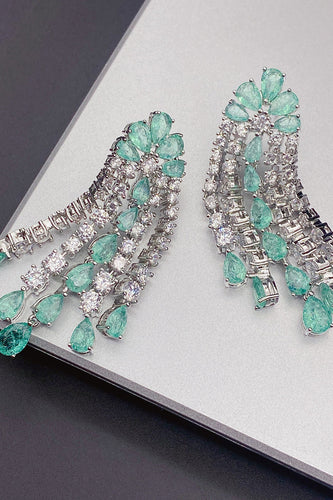 Green Sparkly Rhinestone Drop Earrings for Women