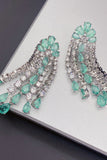 Green Sparkly Rhinestone Drop Earrings for Women