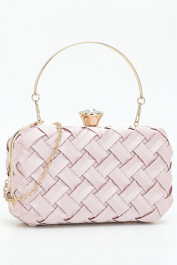 Pink Weave Party Clutch