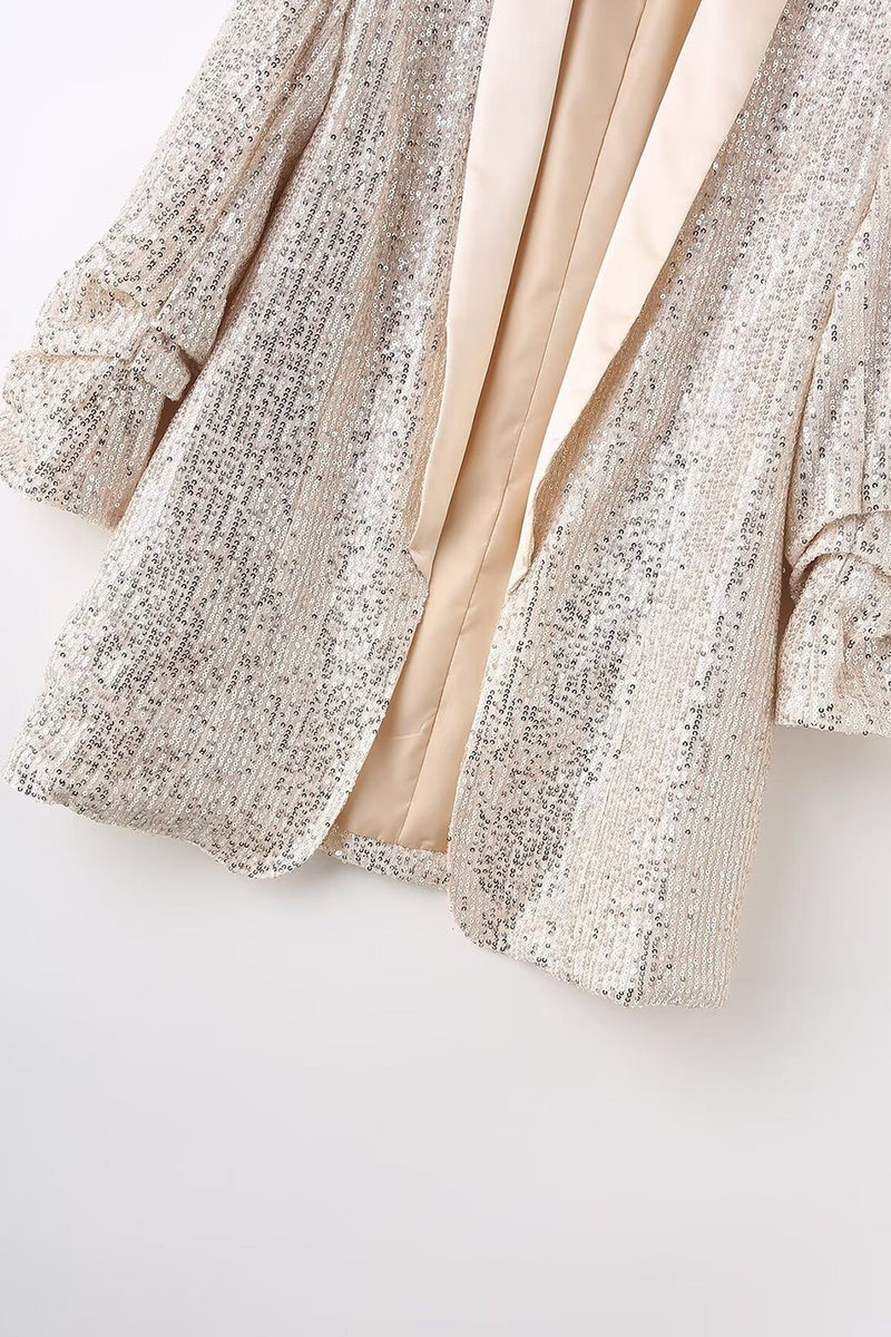 Load image into Gallery viewer, Sparkly Champagne Sequin Prom Party Blazer For Women