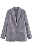 Sparkly Dark Grey Sequins Prom Unisex Women Blazer