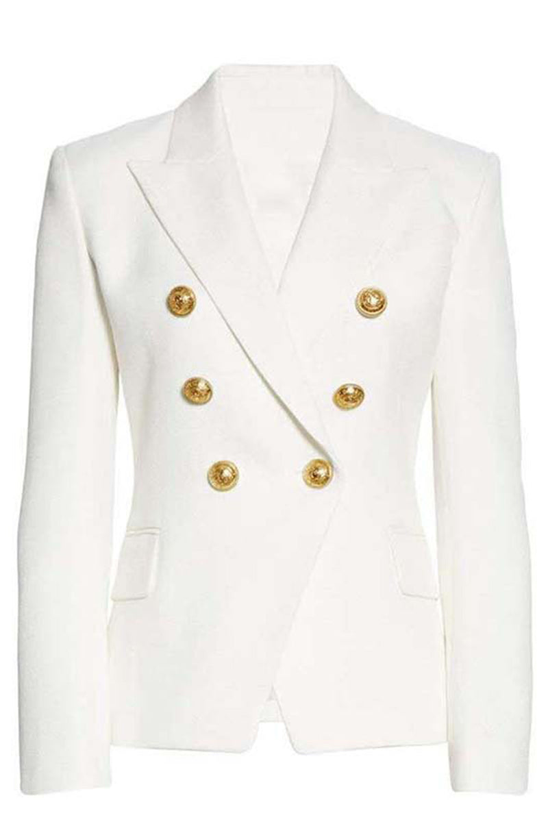 Load image into Gallery viewer, White Peak Lapel Double Breasted Women Blazer