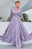 Load image into Gallery viewer, Lilac Pleated A Line Long Sleeves Prom Dress