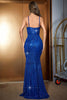 Load image into Gallery viewer, Royal Blue Mermaid Sparkly Prom Dress with Slit