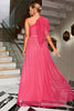 Load image into Gallery viewer, Coral One Shoulder Tulle Long Prom Dress with Belt