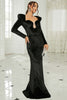 Load image into Gallery viewer, Black Sheath Mermaid Long Prom Dress With Long Sleeves