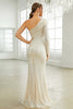 Load image into Gallery viewer, One Shoulder Long Sleeves Sparkly Prom Dress with Slit