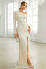 Load image into Gallery viewer, One Shoulder Long Sleeves Sparkly Prom Dress with Slit