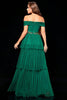 Load image into Gallery viewer, Off the Shoulder Dark Green Tiered Prom Dress with Ruffles