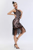 Load image into Gallery viewer, Sparkly Black Fringed 1920s Gatsby Dress