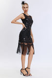 Sparkly Black Fringed 1920s Gatsby Dress