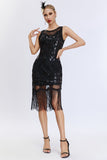 Sparkly Black Fringed 1920s Gatsby Dress