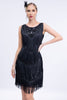 Load image into Gallery viewer, Black Fringed 1920s Gatsby Dress with Sequins