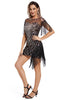 Load image into Gallery viewer, Black Glitter 1920s Dress with Fringes