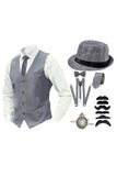 Black Single Breasted Men's Suit Vest with Accessories Set