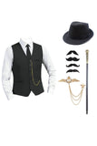 Black Men's Vest with Accessories Set