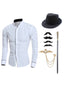 Load image into Gallery viewer, Black Stand Collar Long Sleeve Men&#39;s Suit Shirt with Accessories Set