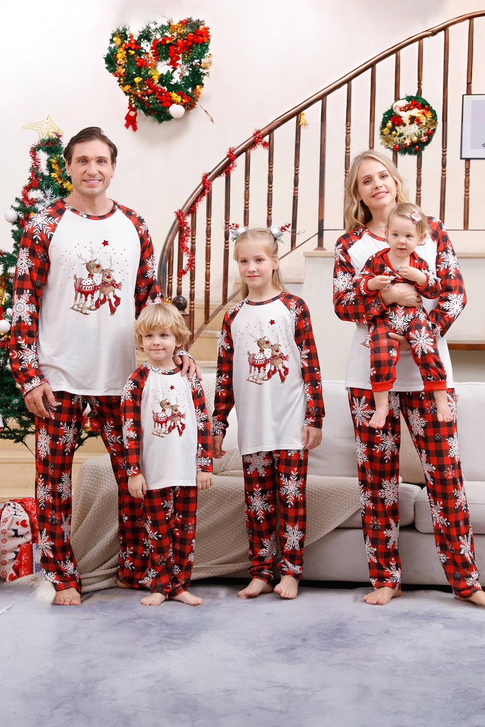 Red plaid family christmas pajamas best sale