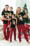 Black & Red Plaid Family Christmas Pajamas with Short Sleeves