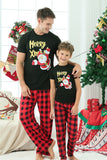 Black & Red Plaid Family Christmas Pajamas with Short Sleeves