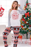 Print Grey Long Sleeves Matching Family Christmas Pajamas